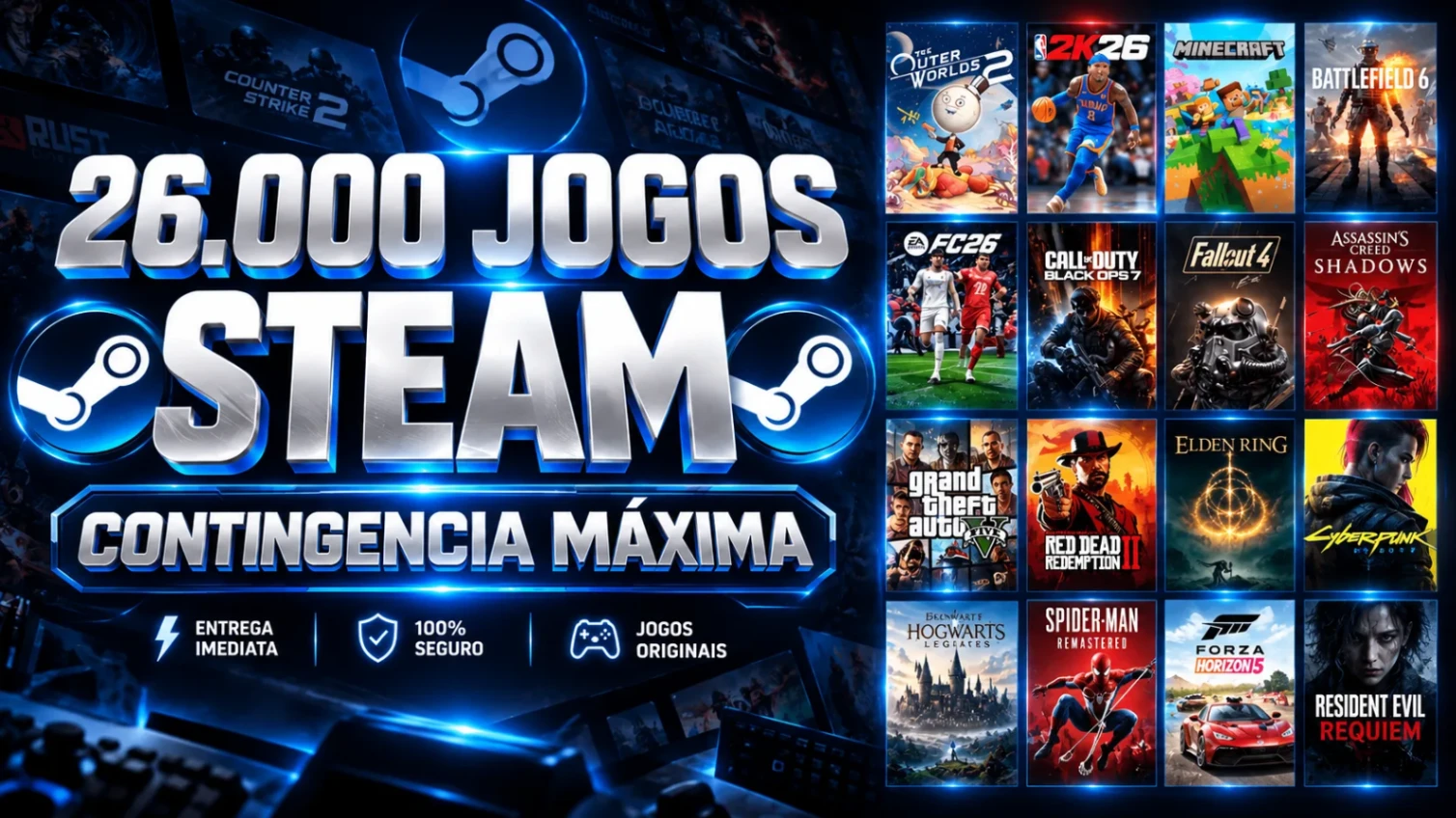 26MIL JOGOS NA SUA CONTA STEAM | VITALÍCIO.